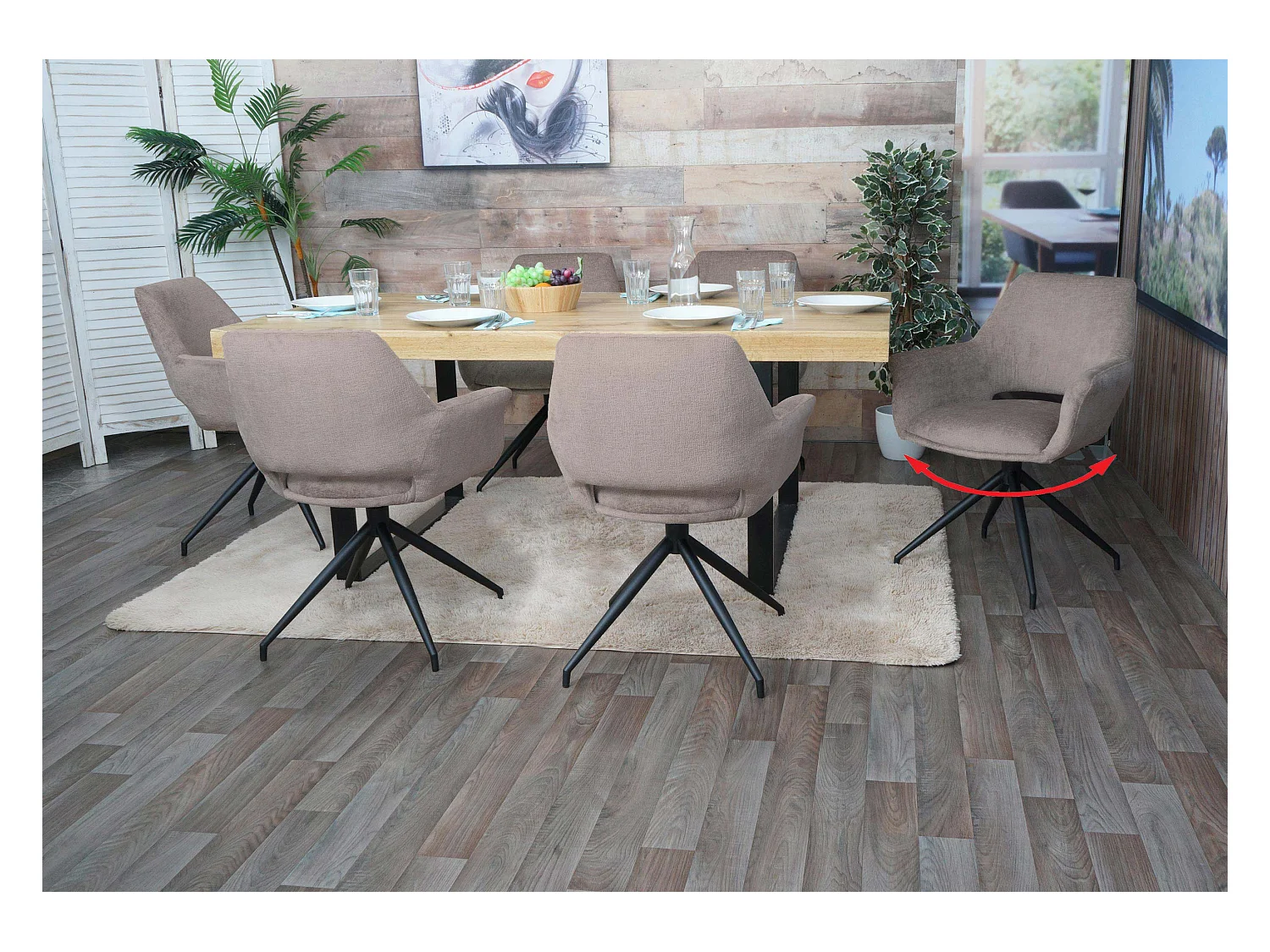 Juego de 6 sillas de comedor MCW-M53,  topo