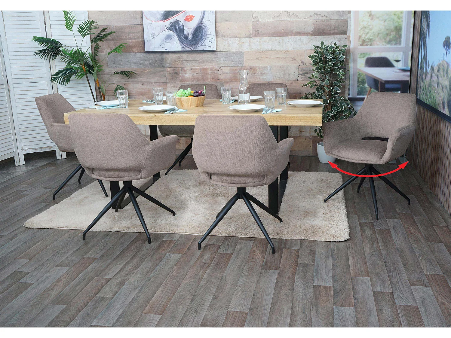 Lot de 6 chaises de salle à manger MCW-M53,  taupe