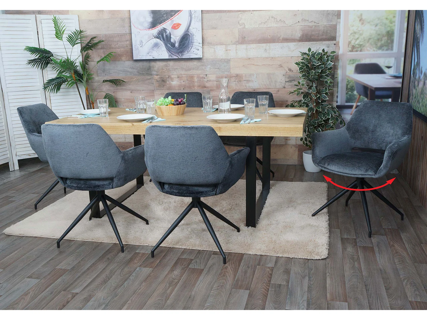 Set van 6 eetkamerstoelen MCW-M53,  donkergrijs