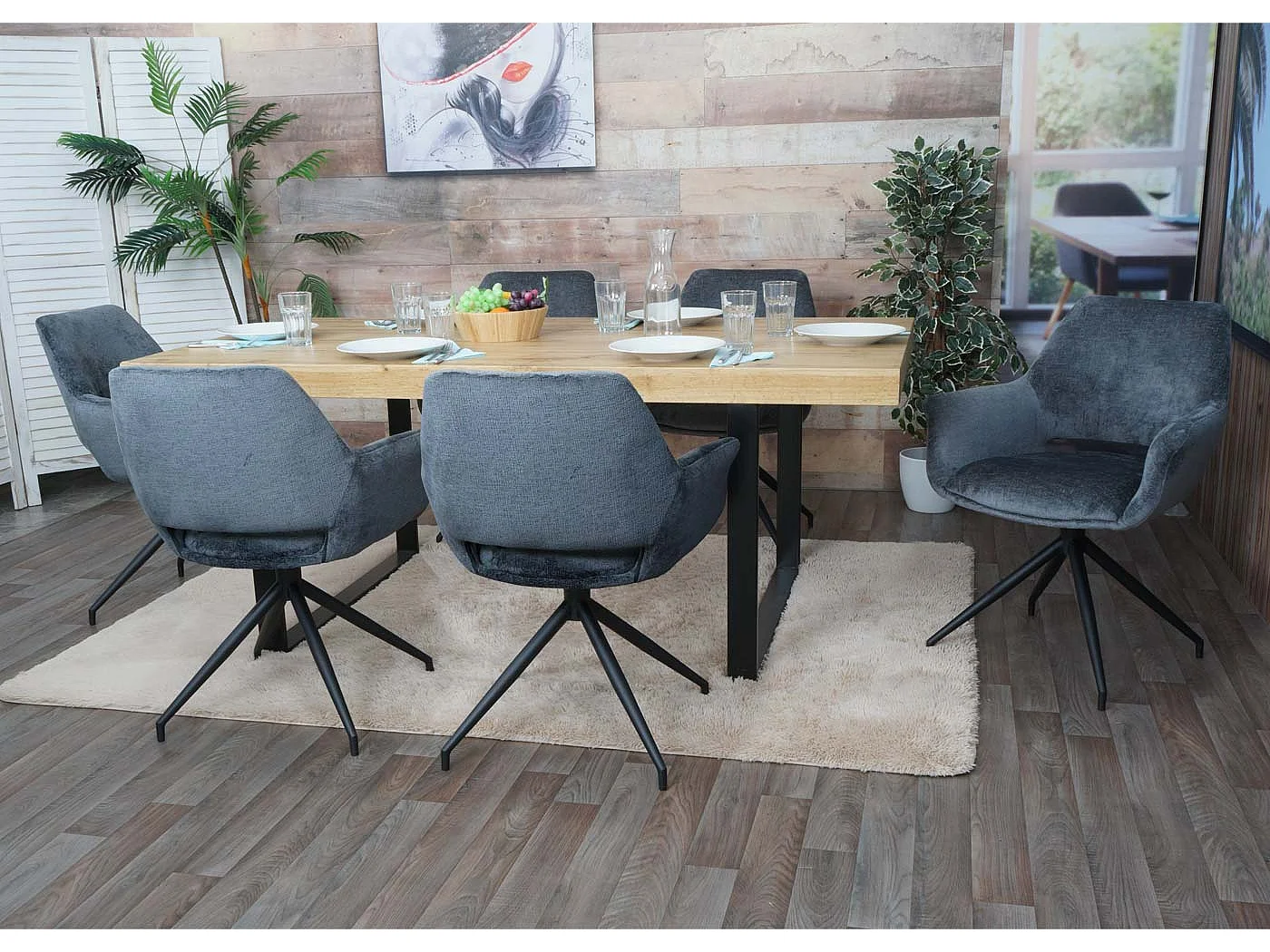 Set van 6 eetkamerstoelen MCW-M53,  donkergrijs