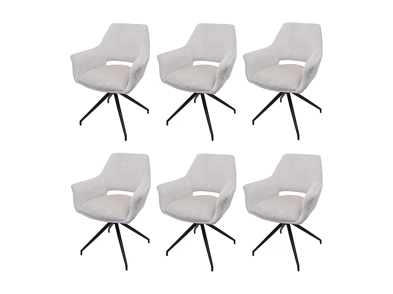 Set van 6 eetkamerstoelen MCW-M53,  crème-wit