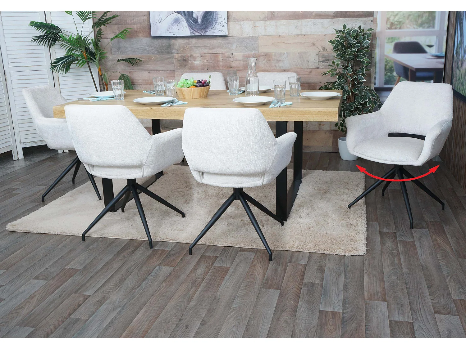 Lot de 6 chaises de salle à manger MCW-M53,  crème-blanc