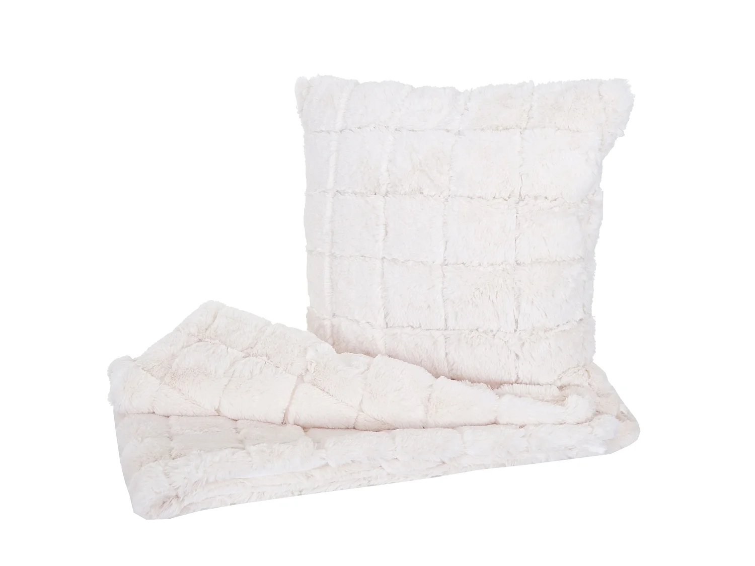 Set coperta copriletto con cuscino decorativo Karo T776 poliestere bianco