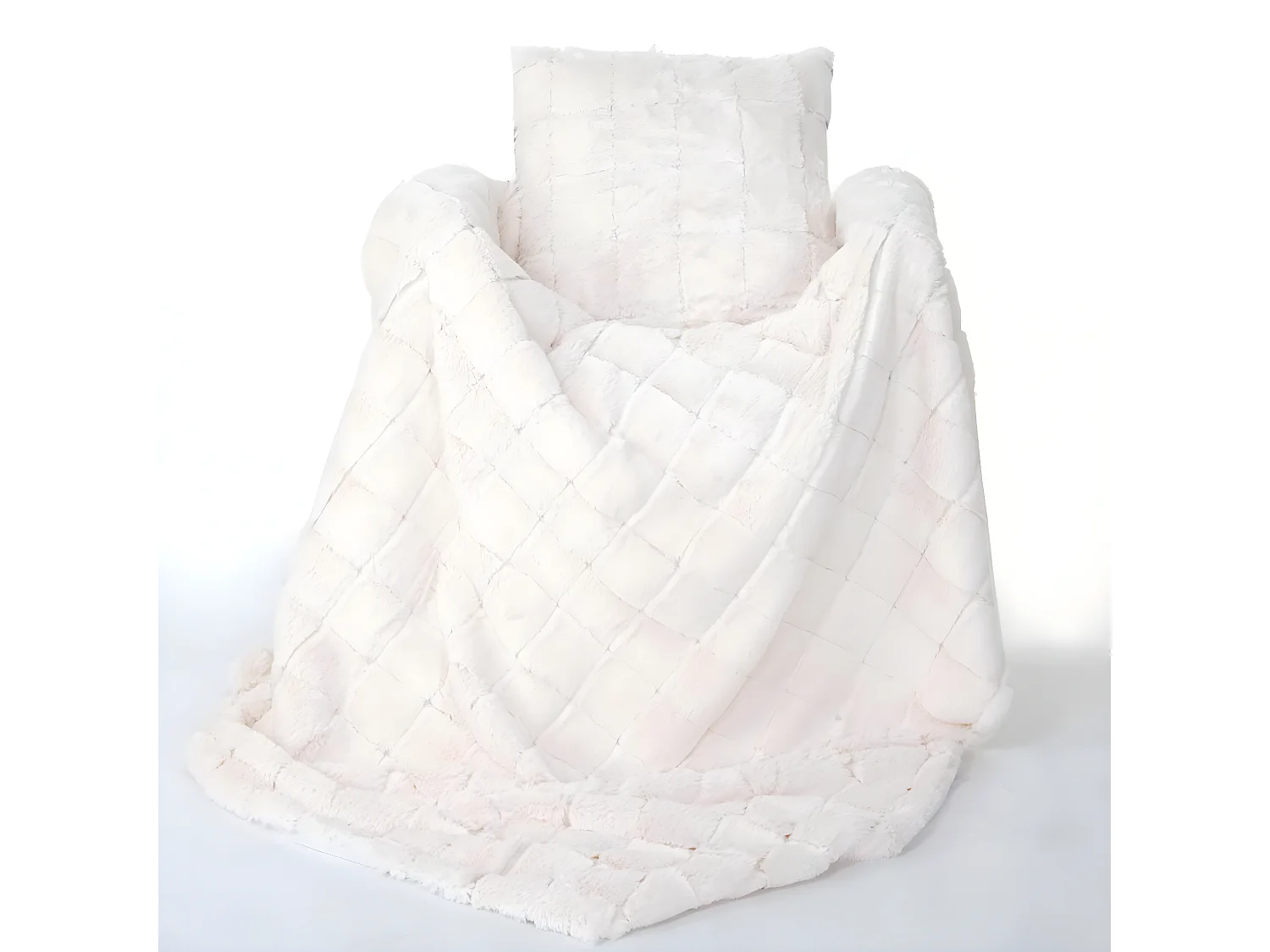 Set coperta copriletto con cuscino decorativo Karo T776 poliestere bianco
