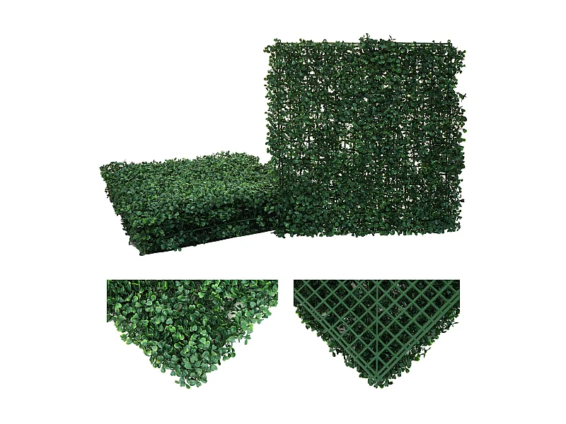 Pannelli erba finta artificiale da parete decorativa privacy antivento MCW-L78 4x 50x50cm = 1m² foglie verdi