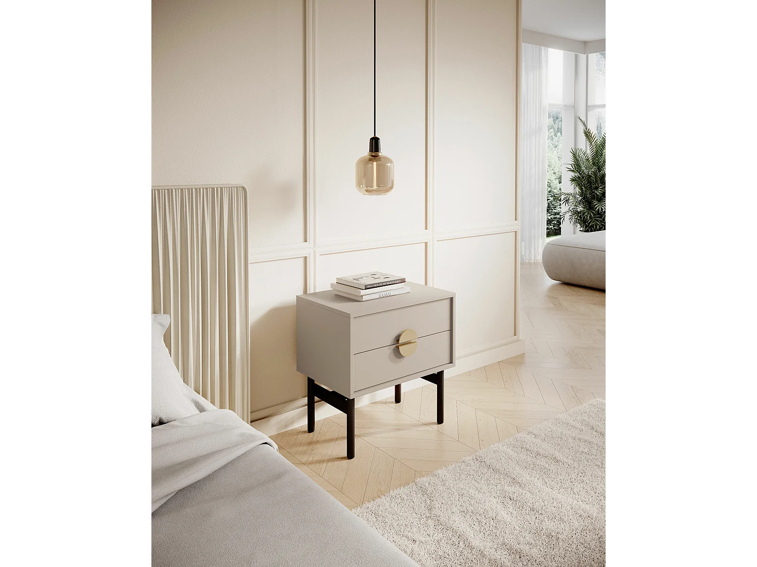 Table de chevet - 55 cm - taupe (gris-beige) - STOON