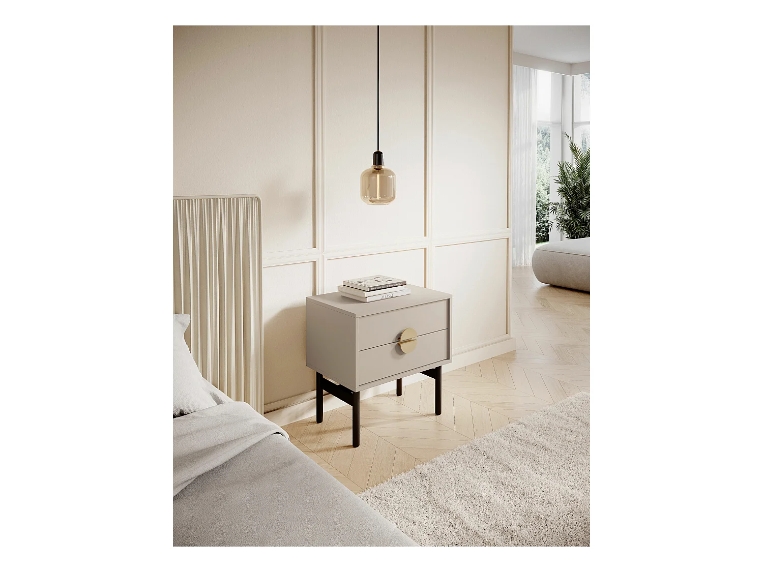 Table de chevet - 55 cm - taupe (gris-beige) - STOON