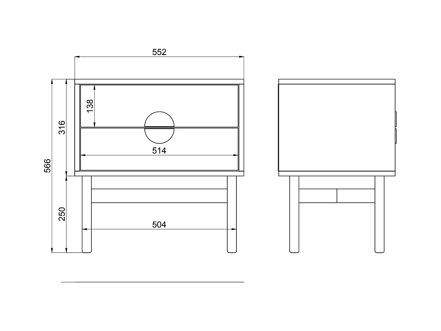 Table de chevet - 55 cm - taupe (gris-beige) - STOON