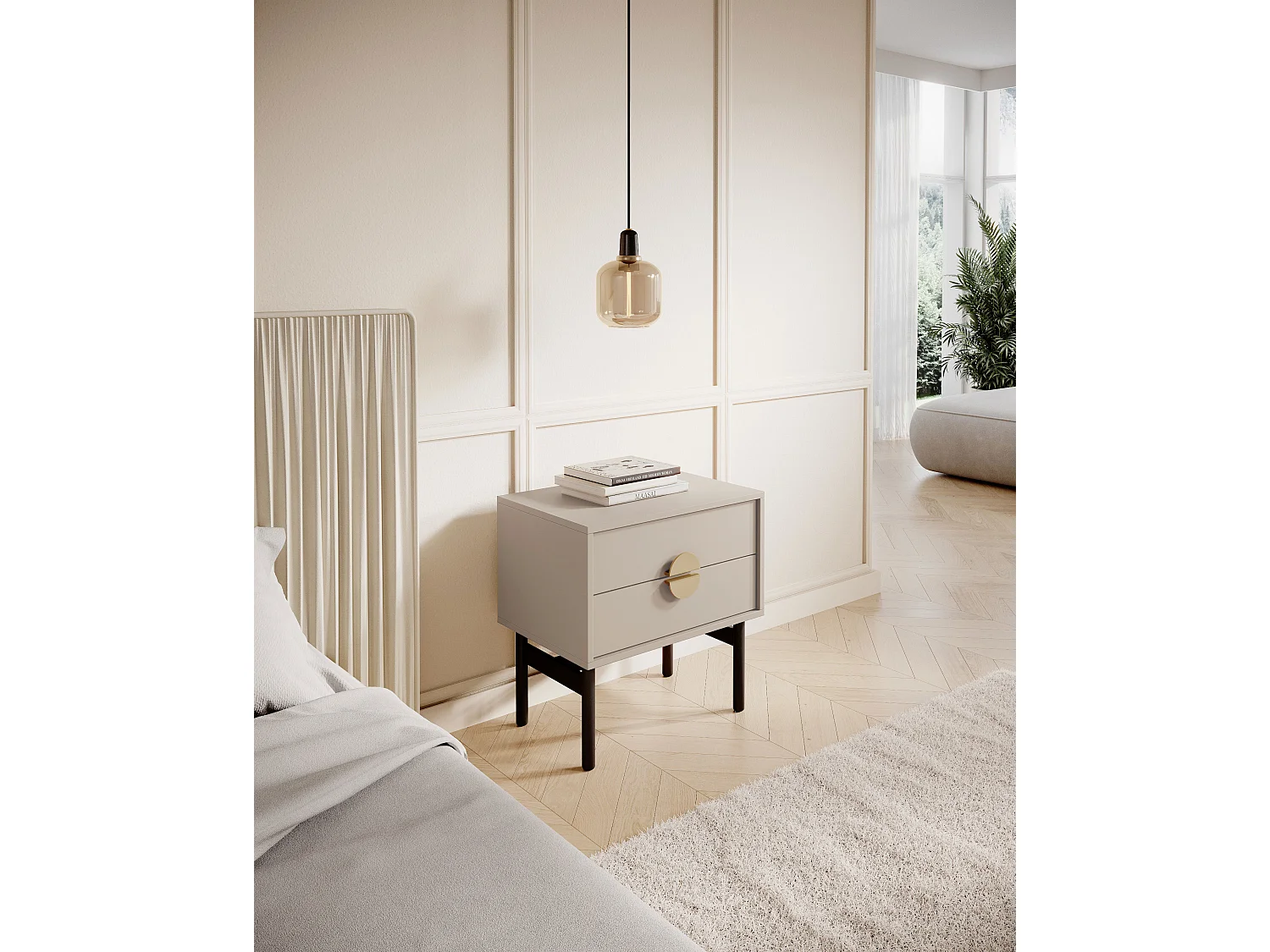 Table de chevet - 55 cm - taupe (gris-beige) - STOON