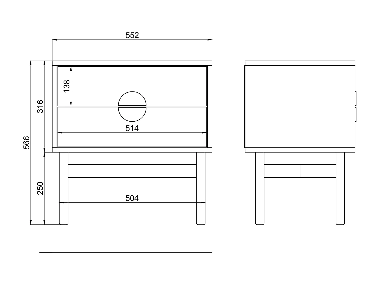 Table de chevet - 55 cm - taupe (gris-beige) - STOON