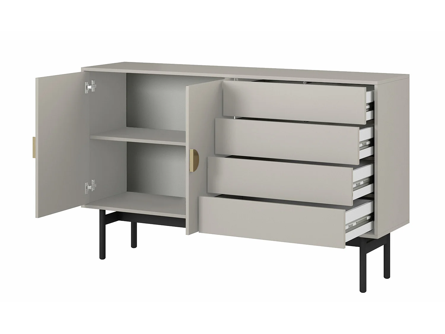 Dressoir met twee deuren - 154 cm - met lades - taupe (grijsbeige) - STOON