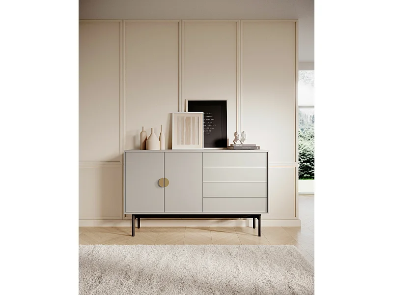 Buffet à deux portes - 154 cm - avec tiroirs - taupe (gris-beige) - STOON