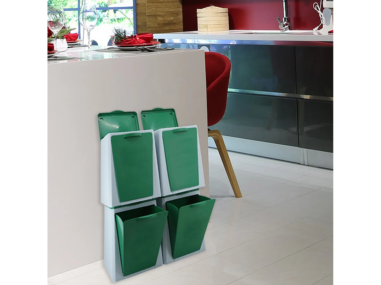 ECUBE - 4 bacs modulaires de recyclage Vileda 10L/pc.