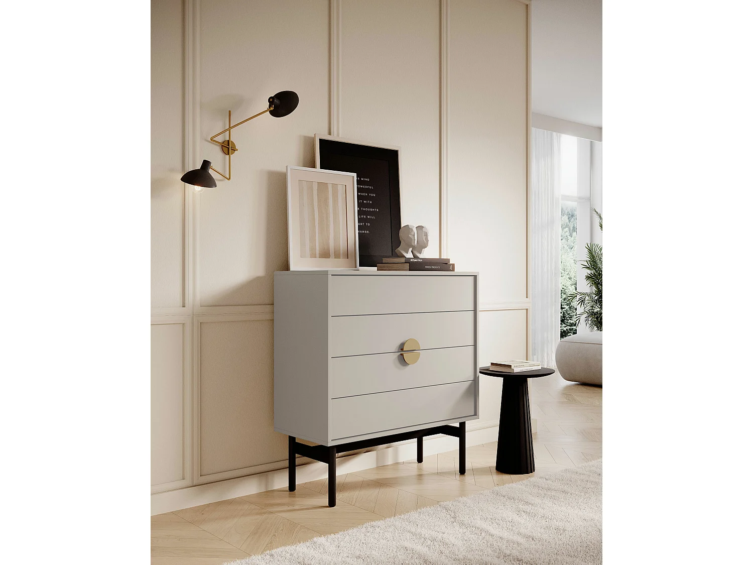 Commode à tiroirs - 85 cm - taupe (gris-beige) - STOON