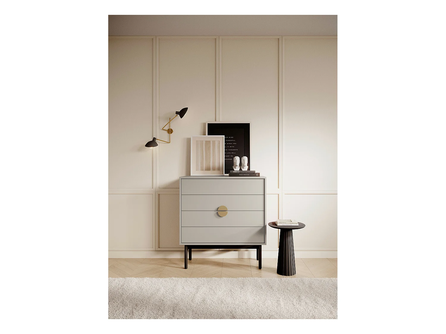 Commode à tiroirs - 85 cm - taupe (gris-beige) - STOON
