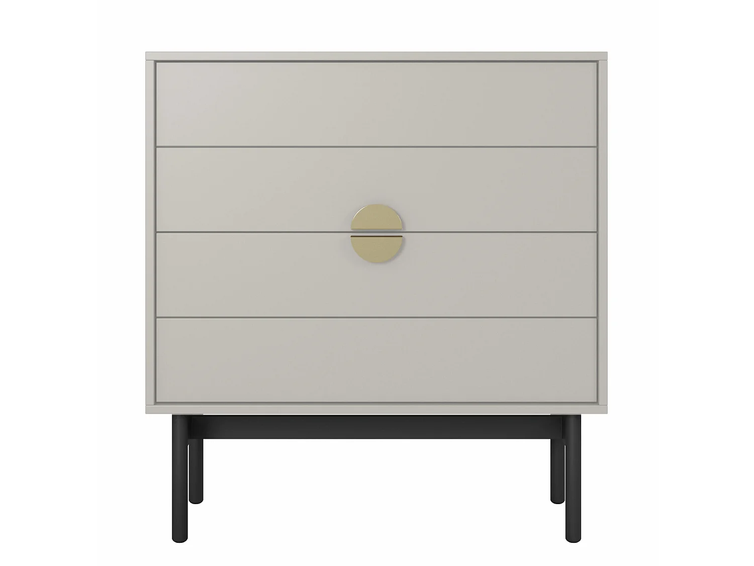 Kommode mit 4 Schubladen - 85,5 cm - Grau-Beige Taupe mit schwarzem Metallgestell - STOON