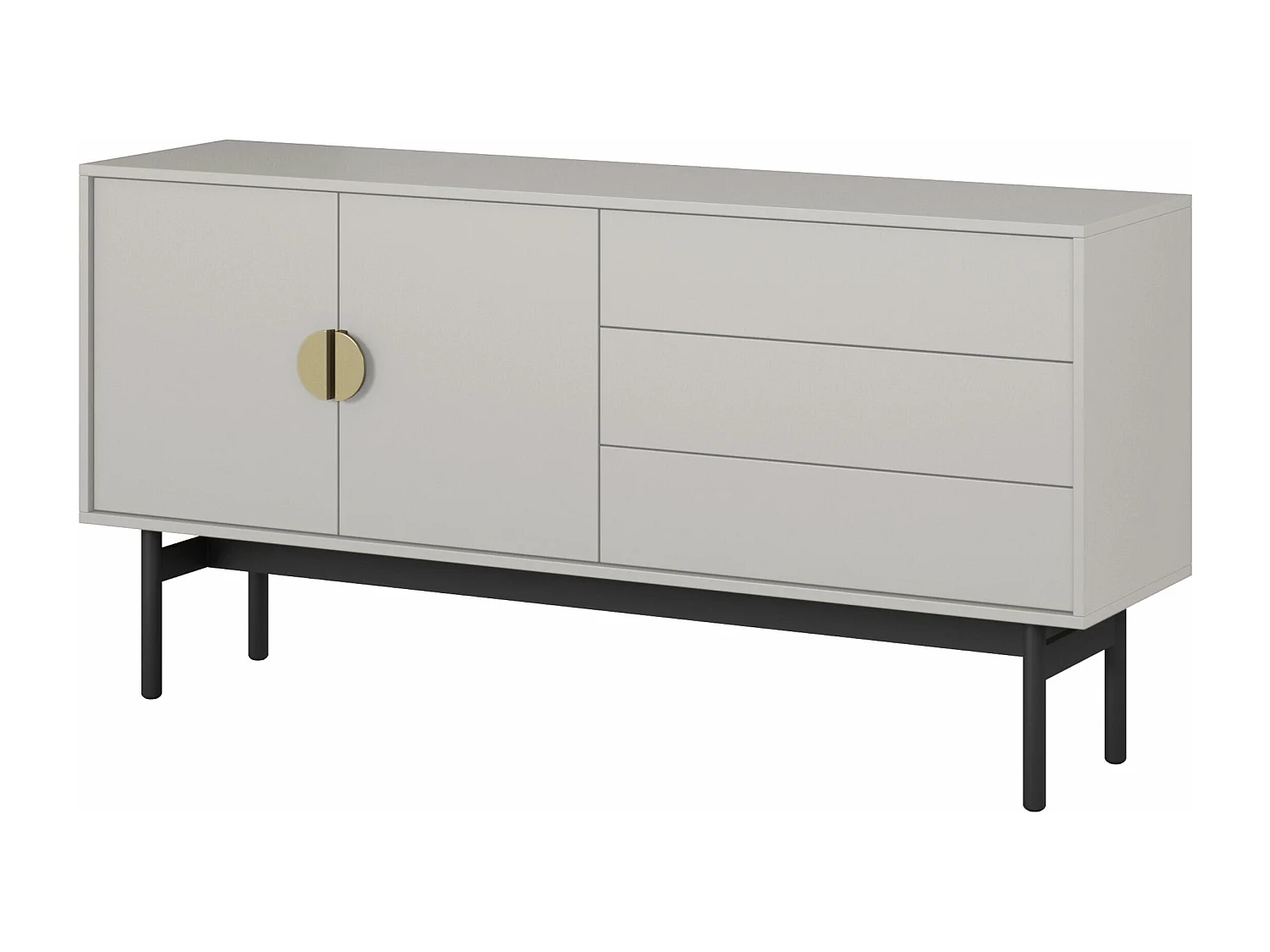 Meuble TV à deux portes - 154 cm - avec trois tiroirs - taupe (gris-beige) - STOON