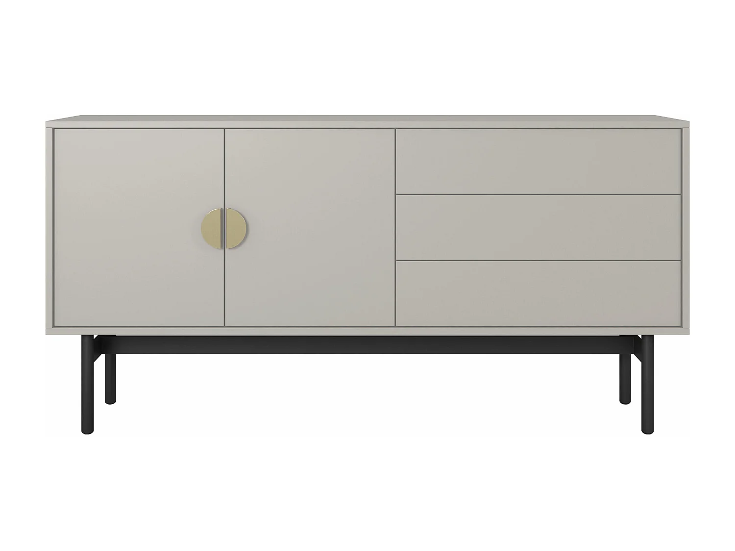 Meuble TV à deux portes - 154 cm - avec trois tiroirs - taupe (gris-beige) - STOON