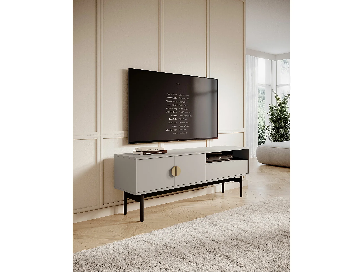 TV-meubel met lade en nis - 154 cm - taupe (grijsbeige) - STOON