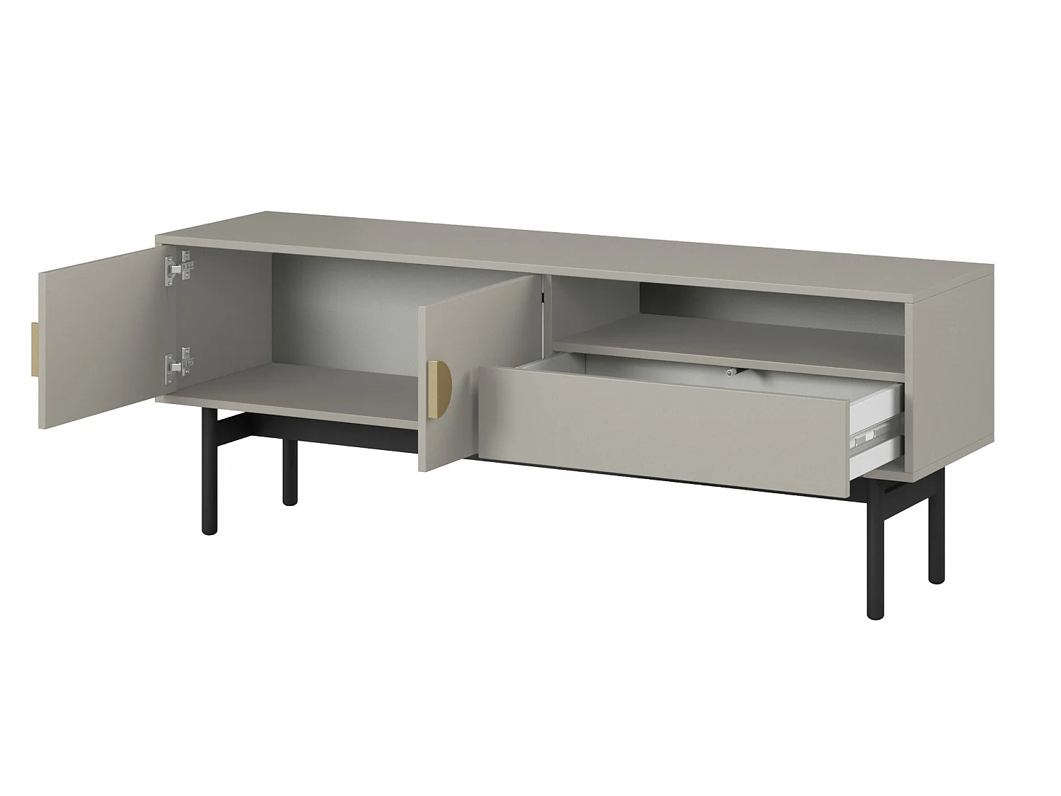 Meuble TV avec tiroir et niche - 154 cm - taupe (gris-beige) - STOON