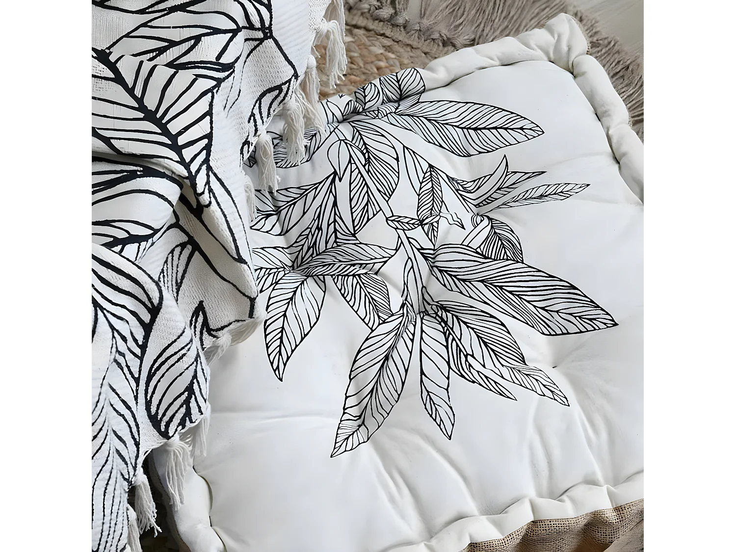 Coussin de sol réversible en coton 44 cm