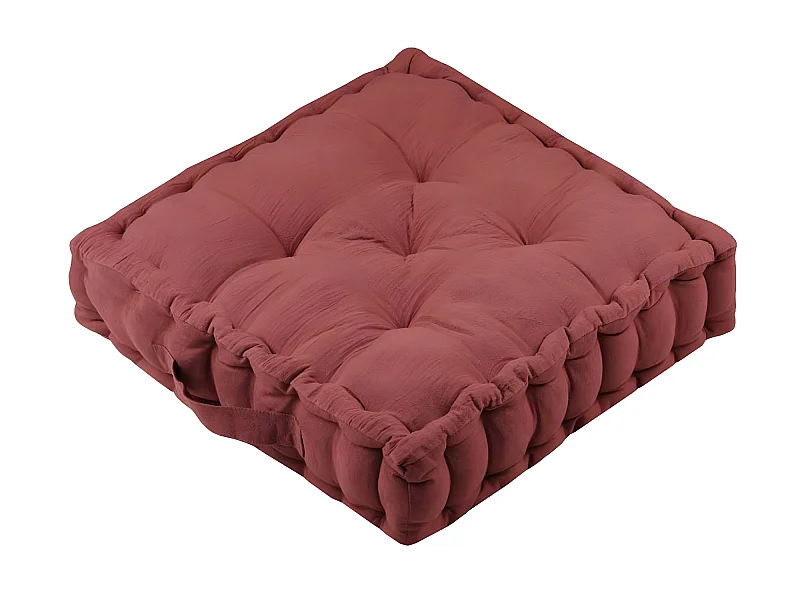 Coussin de sol en coton et gaze de coton Terracotta 44 cm