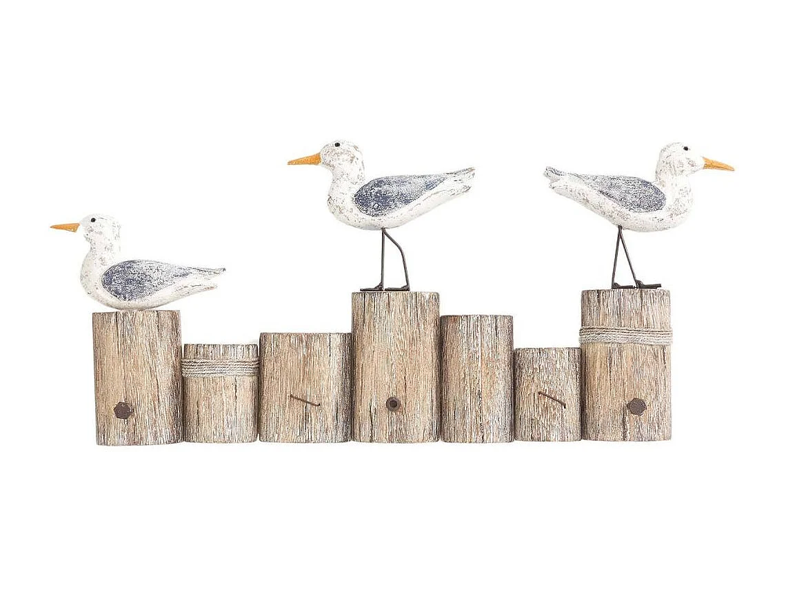 Patère avec oiseaux sur troncs