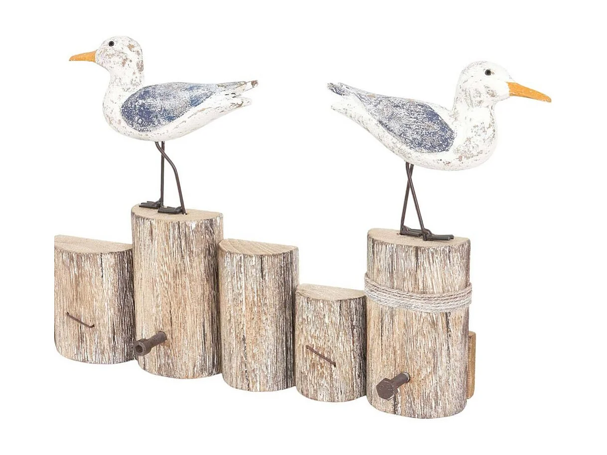 Patère avec oiseaux sur troncs