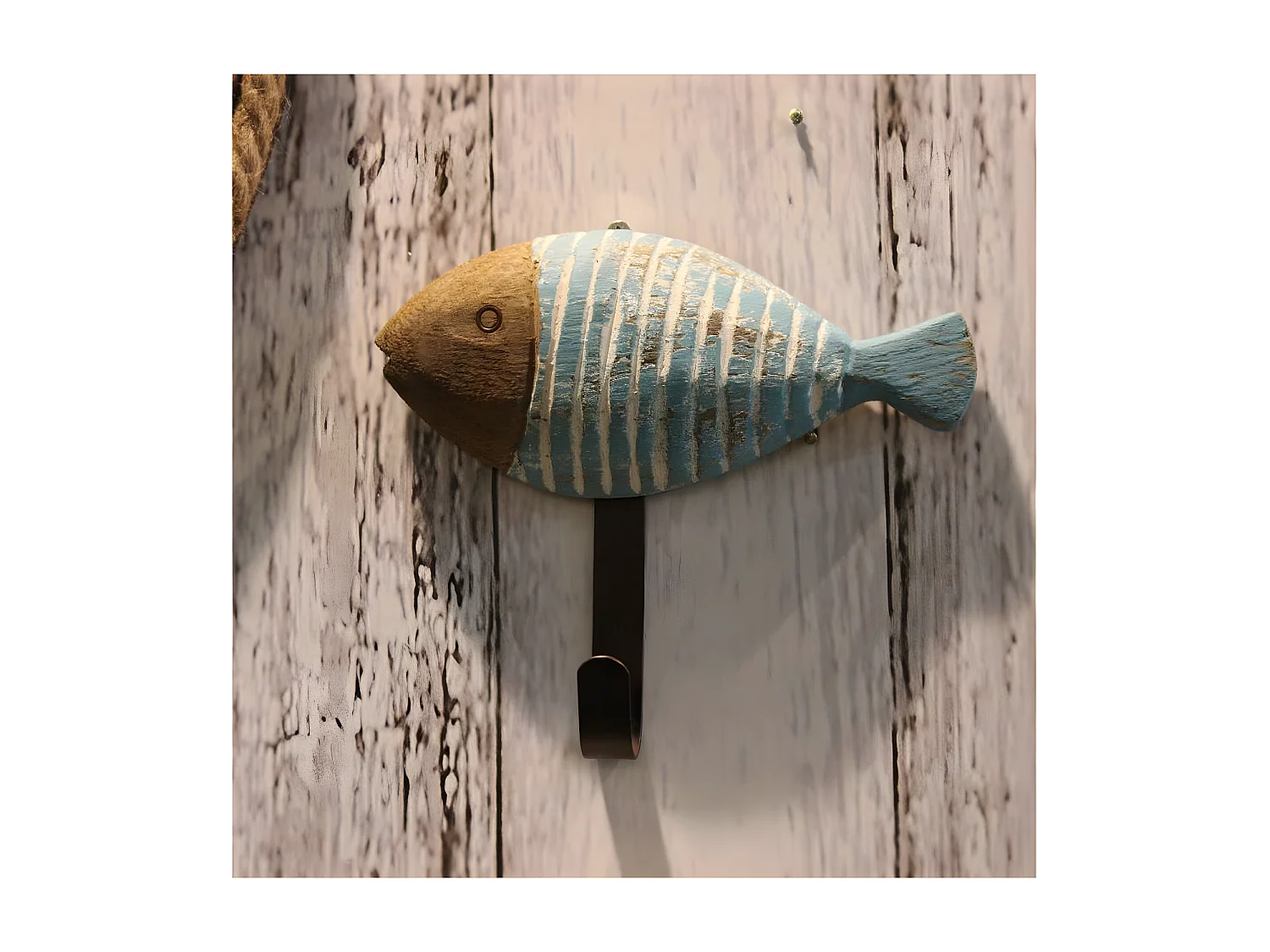 Patères en bois et métal Poissons (Lot de 3)