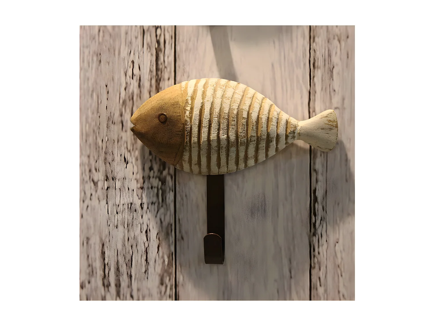 Patères en bois et métal Poissons (Lot de 3)