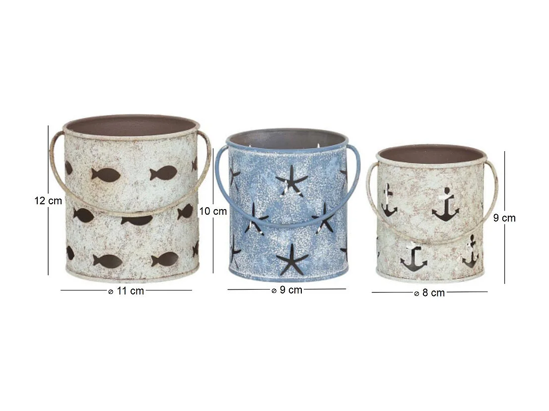 Bougeoirs en étain 10.5 cm (Lot de 3)
