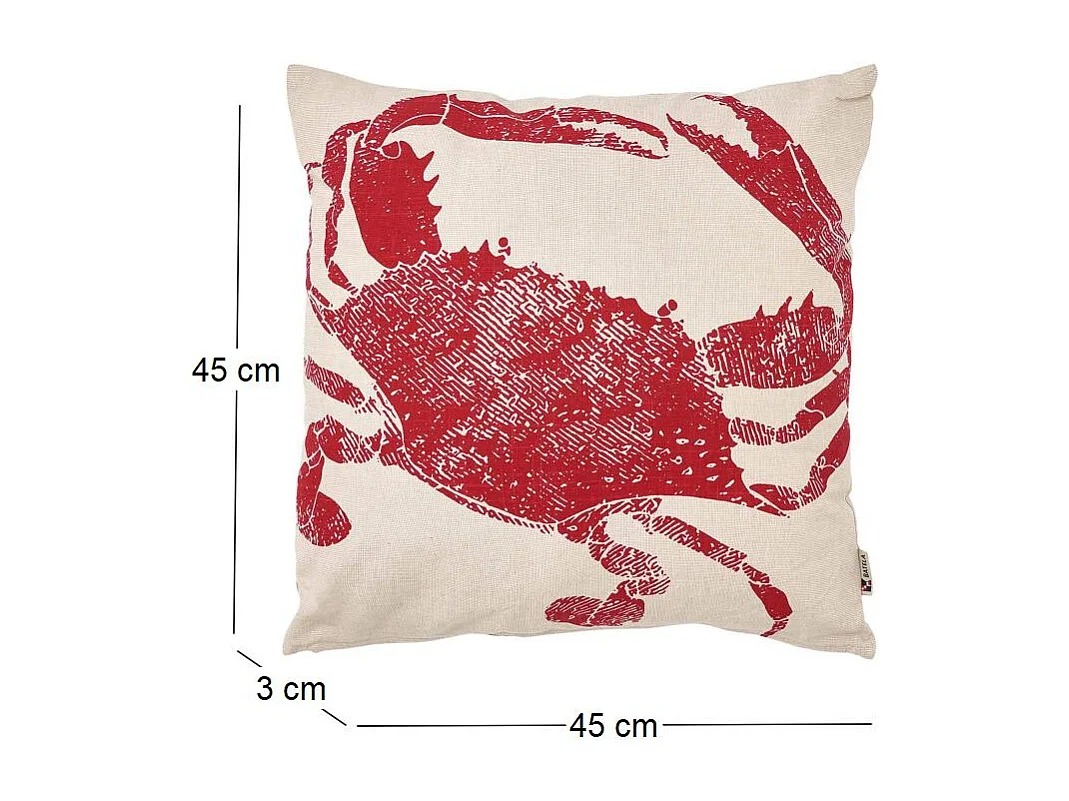 Coussin en coton Sea 45 x 45 cm Crabe rouge