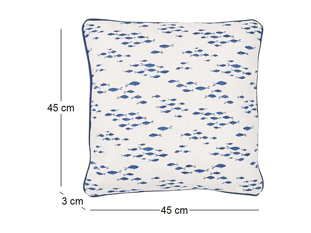 Coussin en coton Sea 45 x 45 cm Banc de poissons