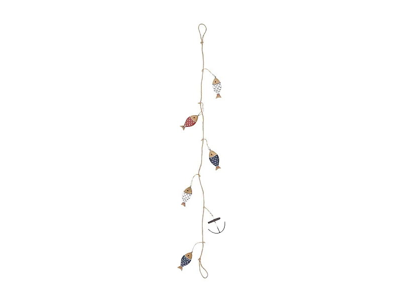 Guirlande poissons en bois et ancre 1.30 m