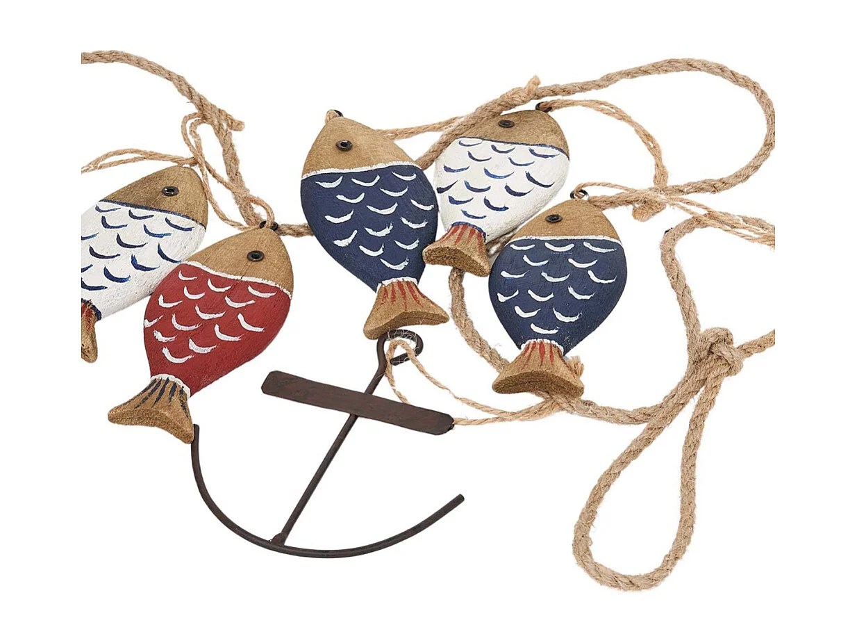 Guirlande poissons en bois et ancre 1.30 m