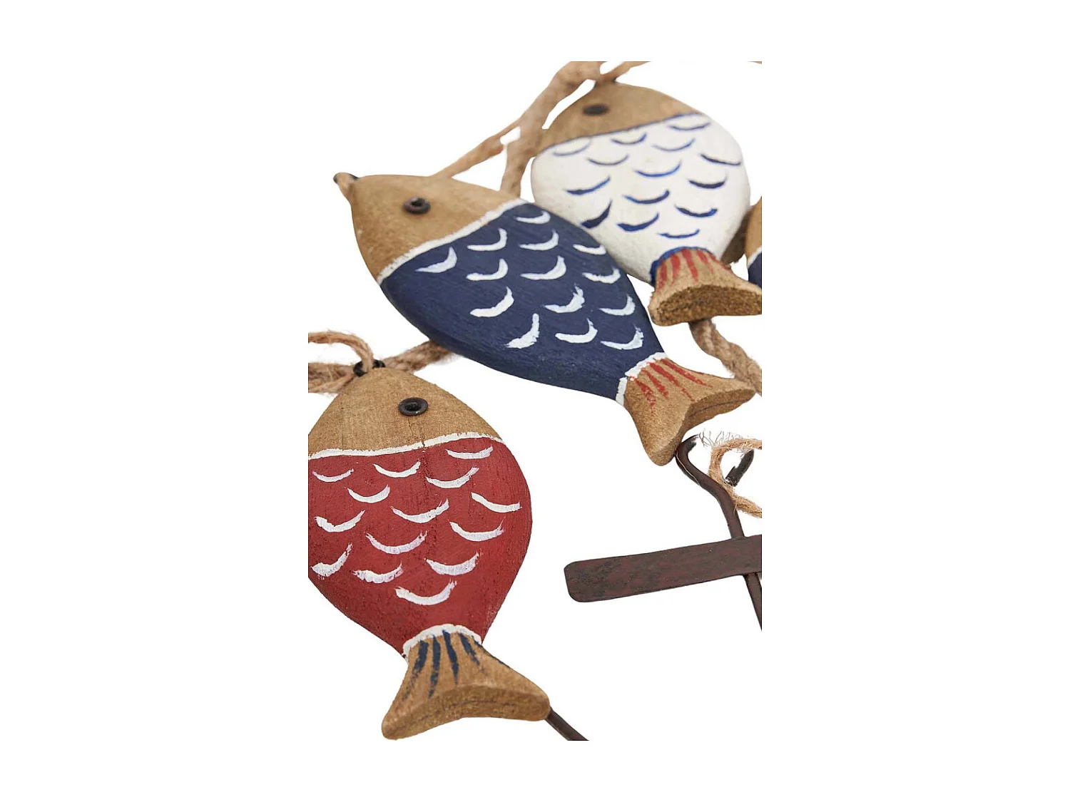 Guirlande poissons en bois et ancre 1.30 m