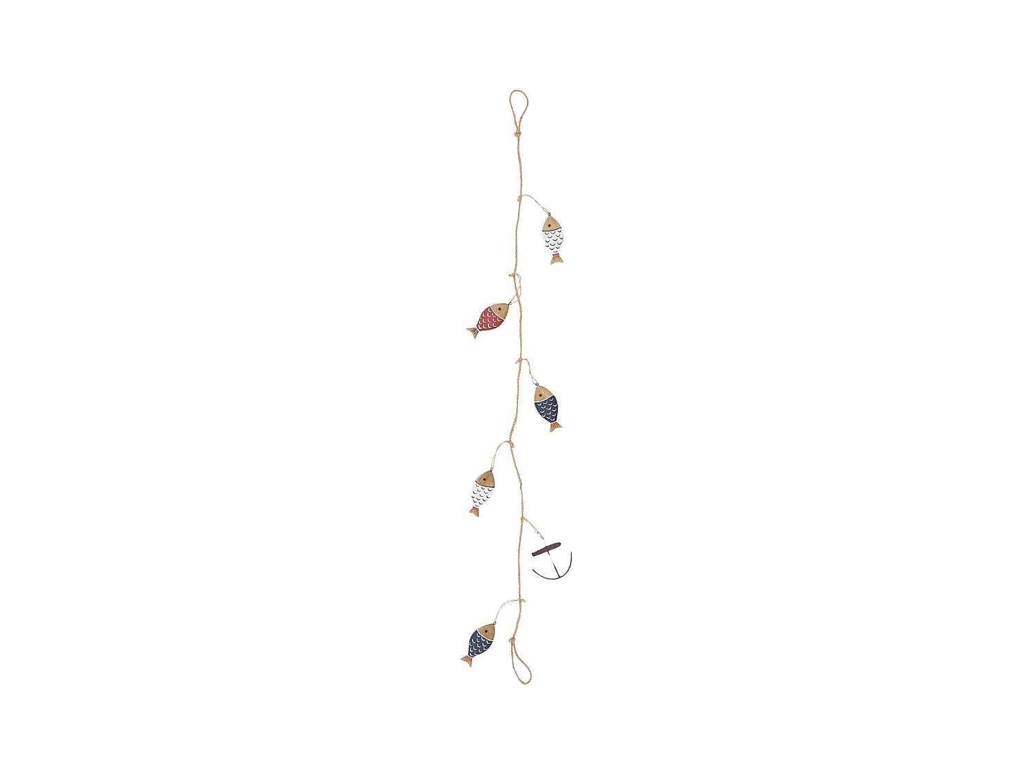 Guirlande poissons en bois et ancre 1.30 m