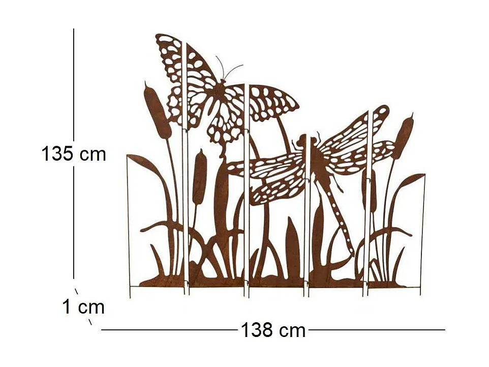 Silhouette décorative papillon et libellule 138 x 1 x 135 cm