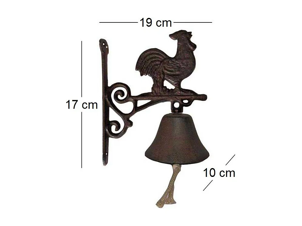 Cloche carillon fonte Coq 19 x 10 x 17 cm