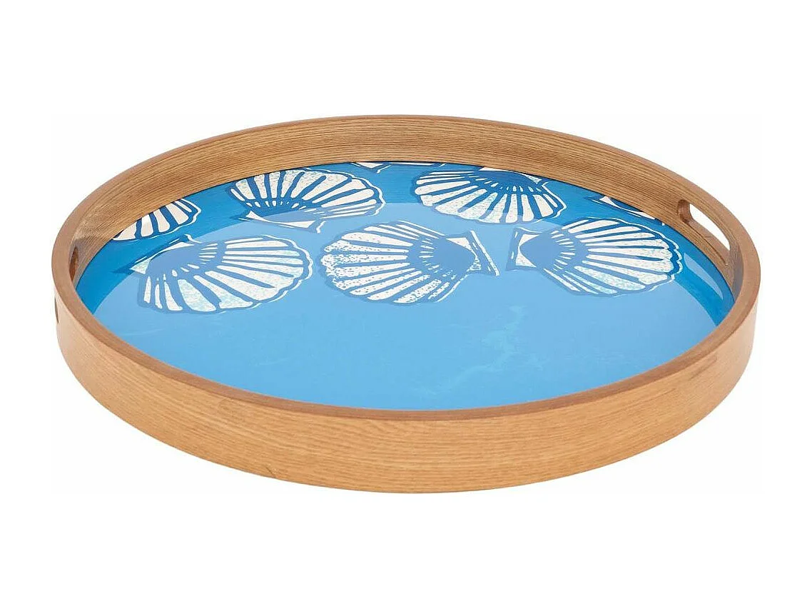 Plateaux en bois émaillé Coquillages (Lot de 2)