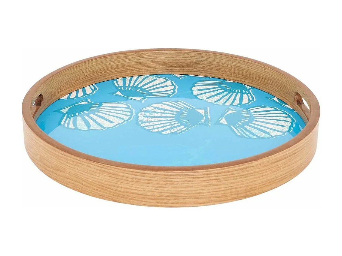 Plateaux en bois émaillé Coquillages (Lot de 2)