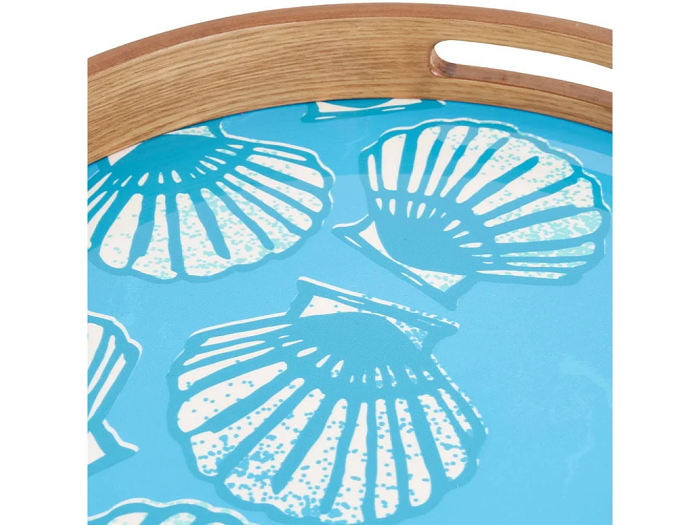 Plateaux en bois émaillé Coquillages (Lot de 2)
