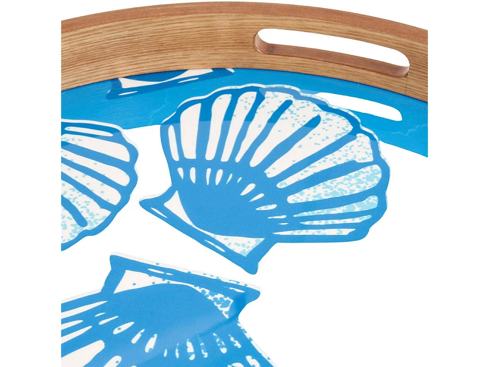 Plateaux en bois émaillé Coquillages (Lot de 2)