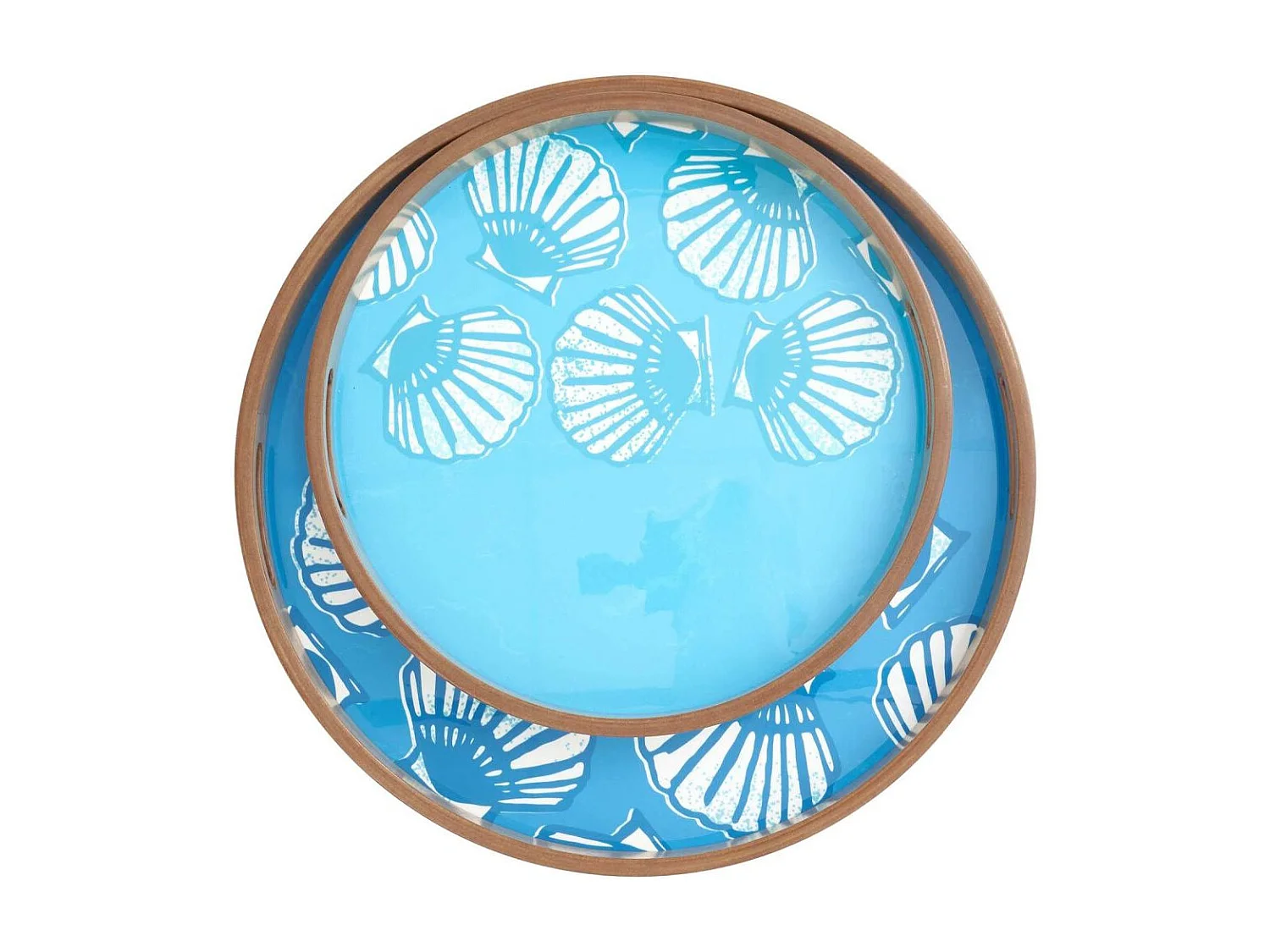 Plateaux en bois émaillé Coquillages (Lot de 2)