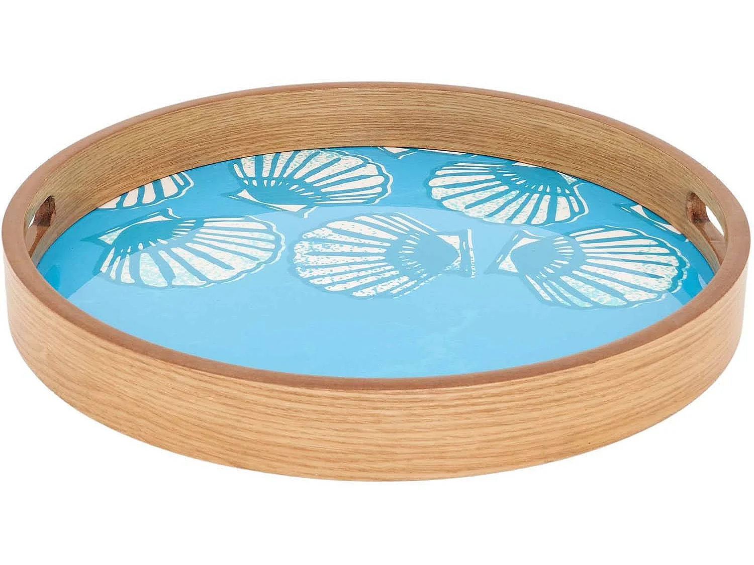 Plateaux en bois émaillé Coquillages (Lot de 2)
