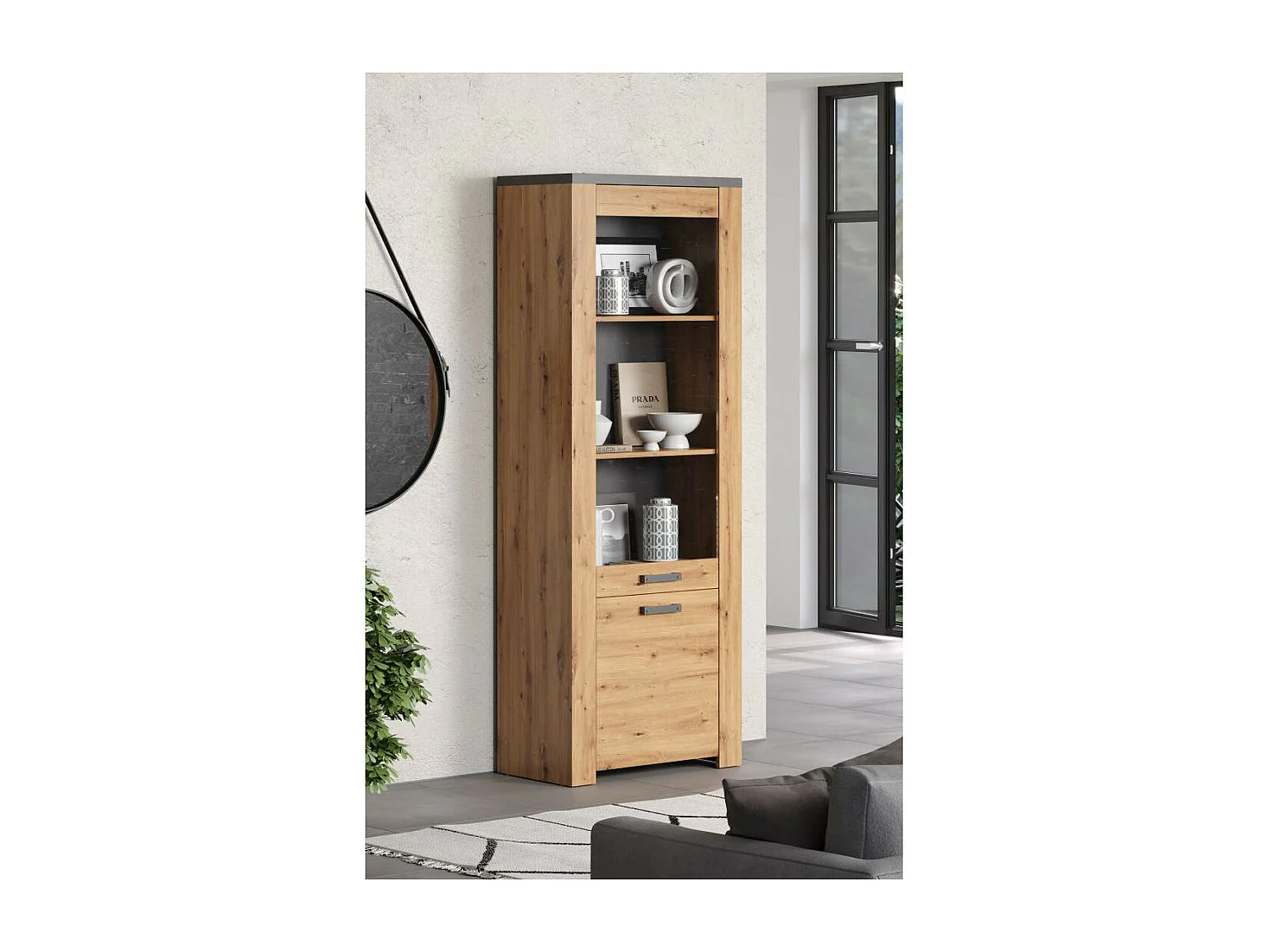 Dressoir 2 Deuren waarvan 1 van gehard glas H199 cm - Follow