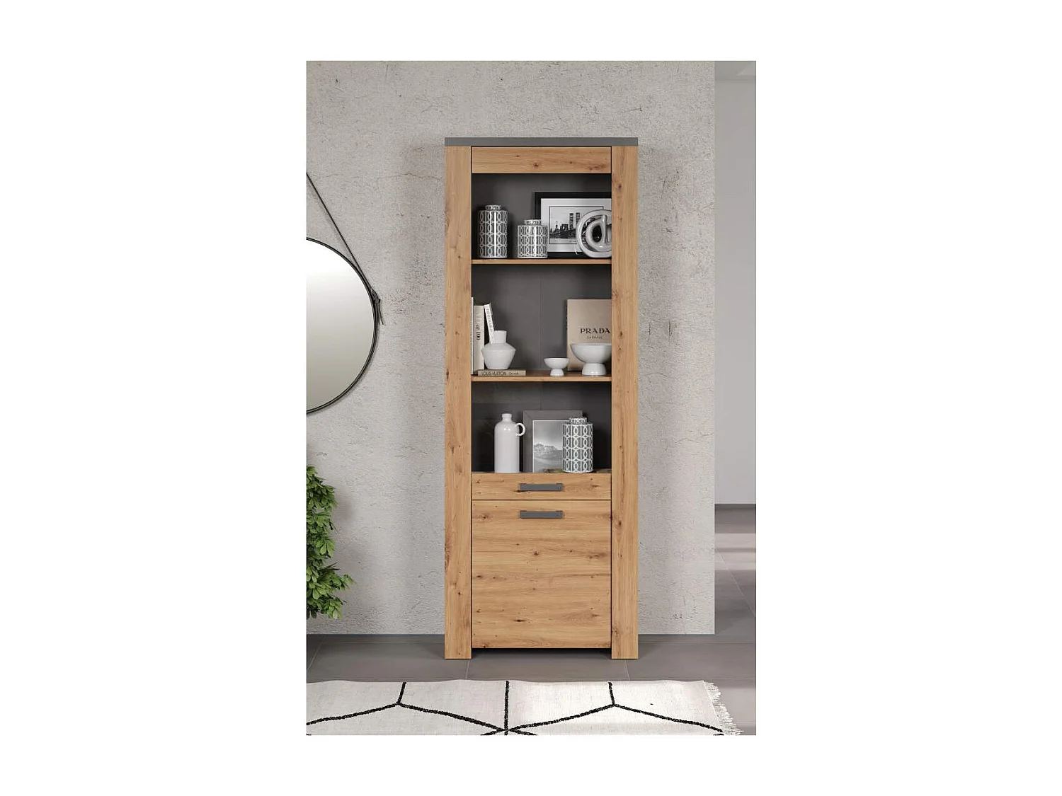 Dressoir 2 Deuren waarvan 1 van gehard glas H199 cm - Follow