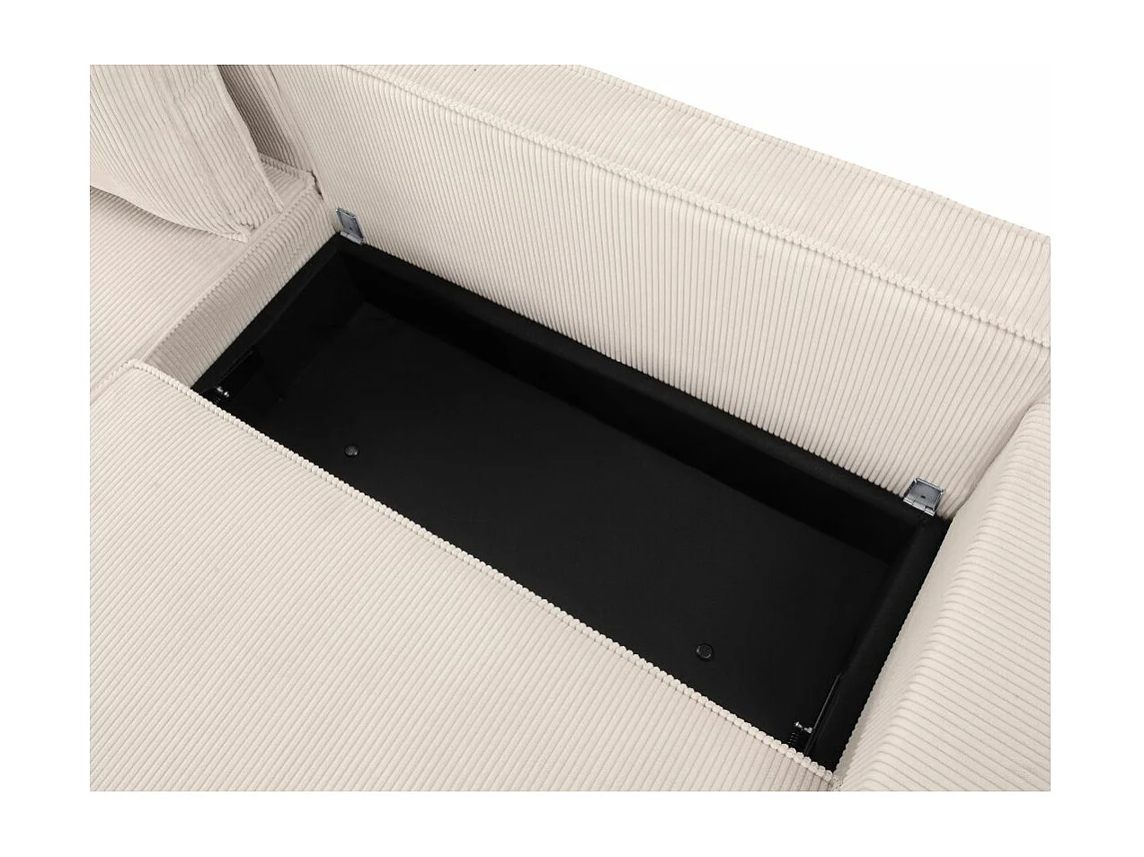 Canapé d'angle 3 places convertible réversible Clarence en velours côtelé - Beige - L248 x P161 x H90cm - Loungitude