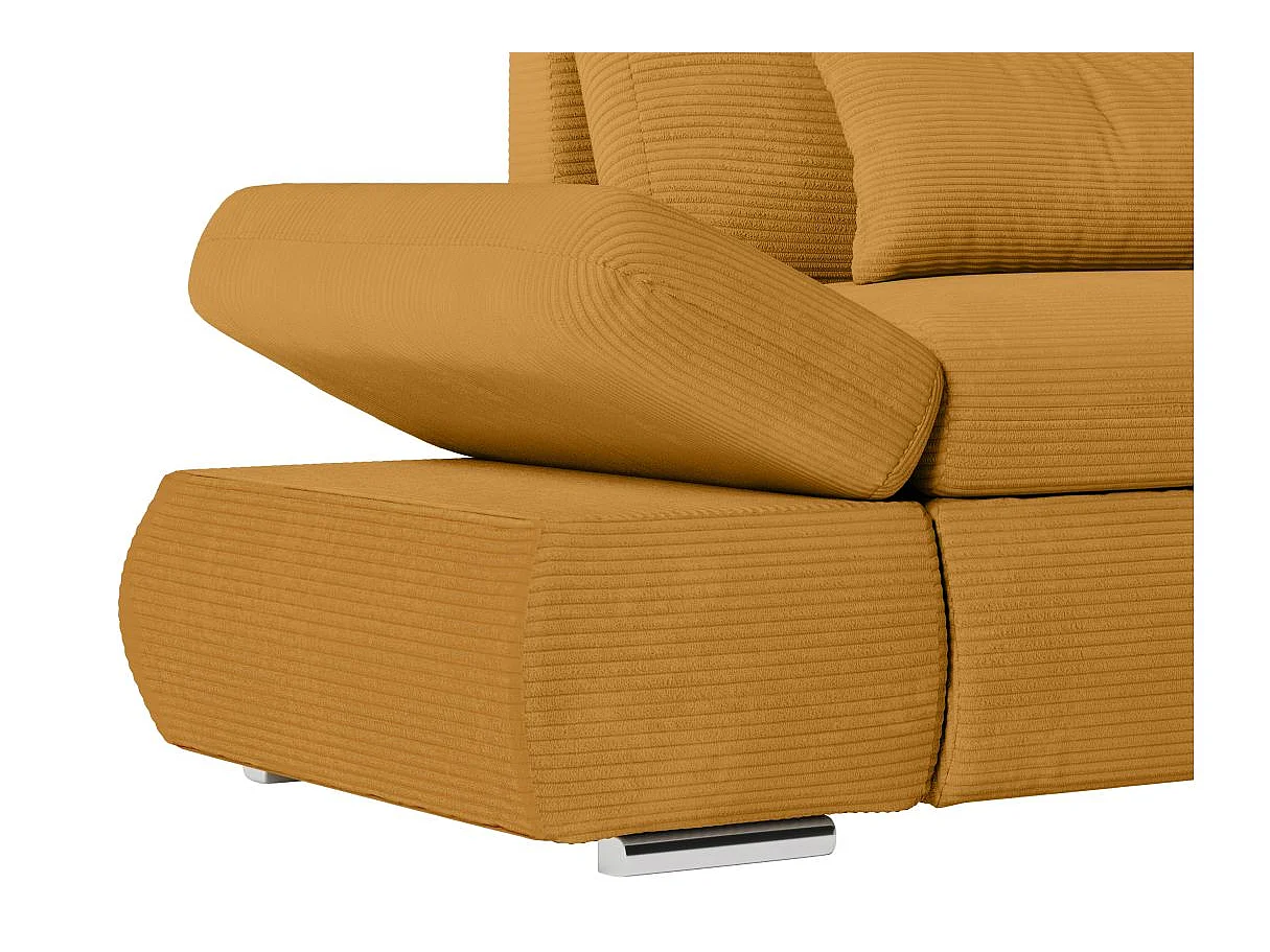 Canapé d'angle 4 places réversible Sebastian convertible avec coffre en velours côtelé - Jaune - L267 x P200 x H90cm - Loungitude