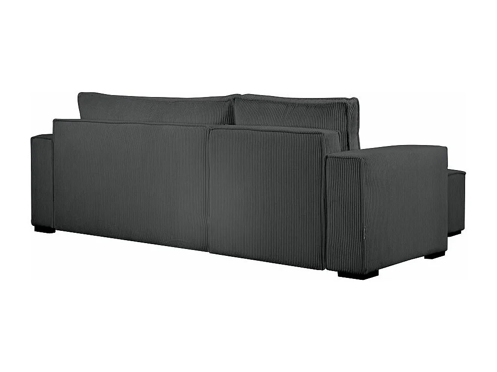 Canapé d'angle 3 places convertible réversible Clarence en velours côtelé - Gris anthracite - L248 x P161 x H90cm - Loungitude